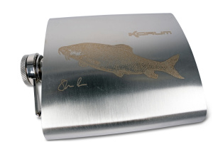 Korum Classic 7oz Stainless Steel Barbel Print Hip Flask